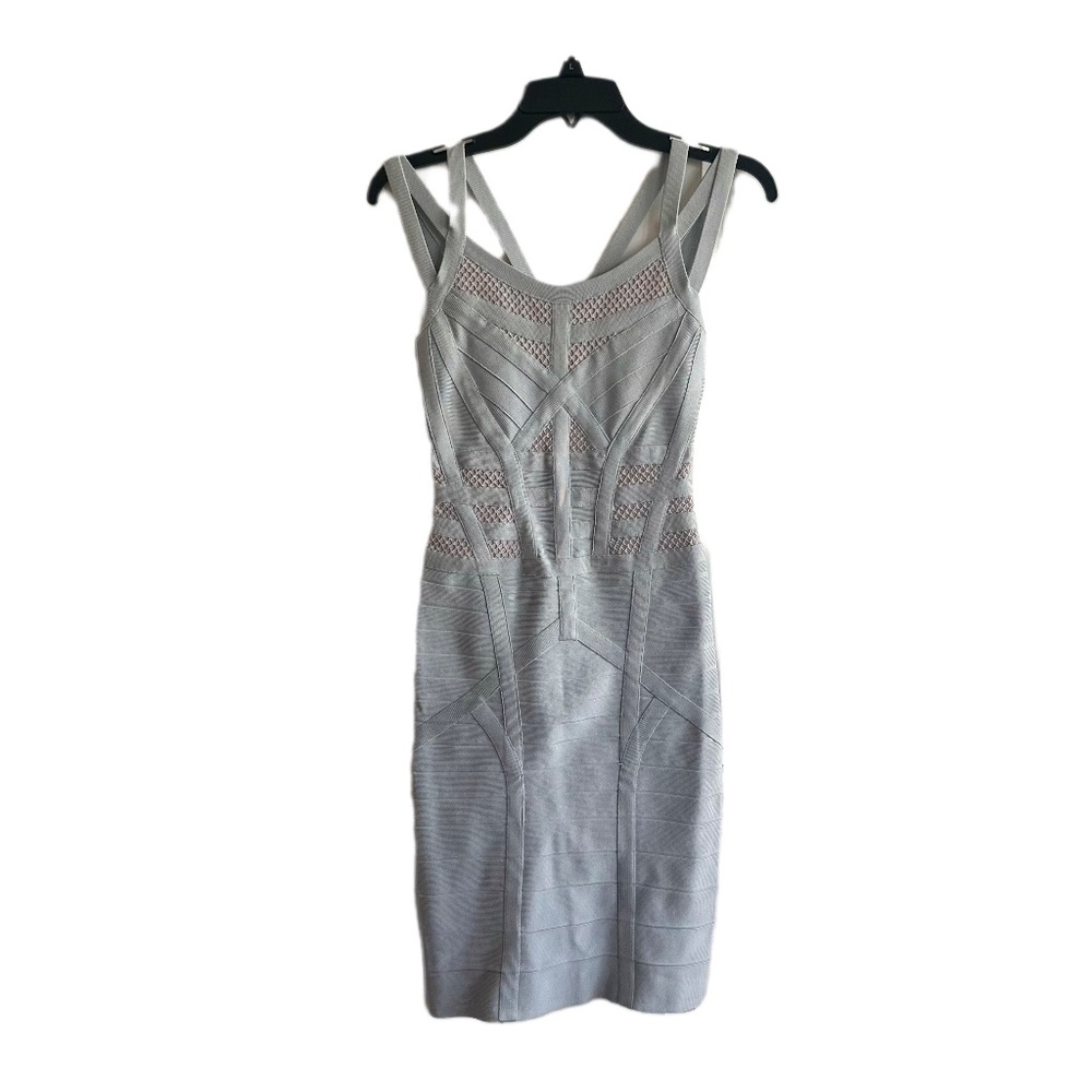 Herve Leger Light Gray Strappy Mini Dress